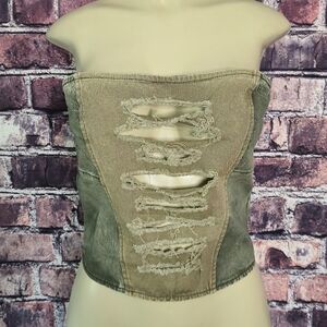 Kill The Lights Slashed Denim Corset Top